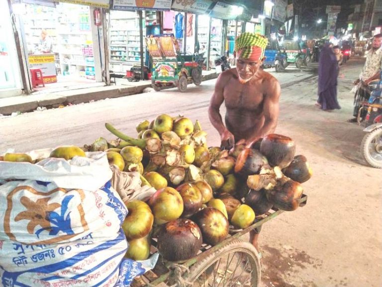 ভোলার লালমোহনে ভ্যাপসা গরমে তাল শাঁসের চাহিদা বেড়েছে